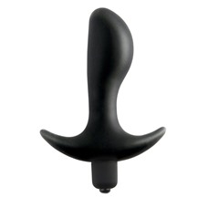 Чёрная анальная вибропробка с широким основанием Vibrating Perfect Plug - 12,5 см.